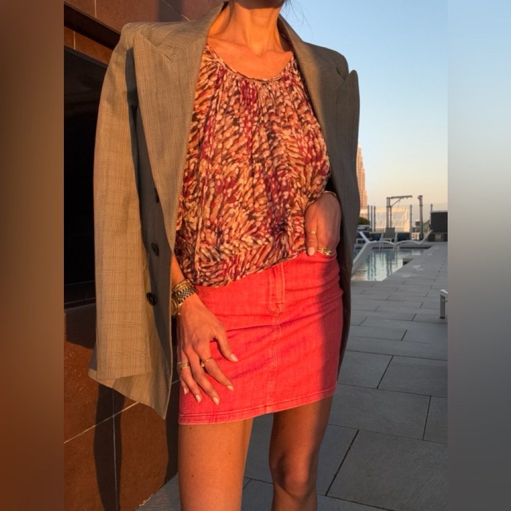 FRAME Pink denim mini skirt